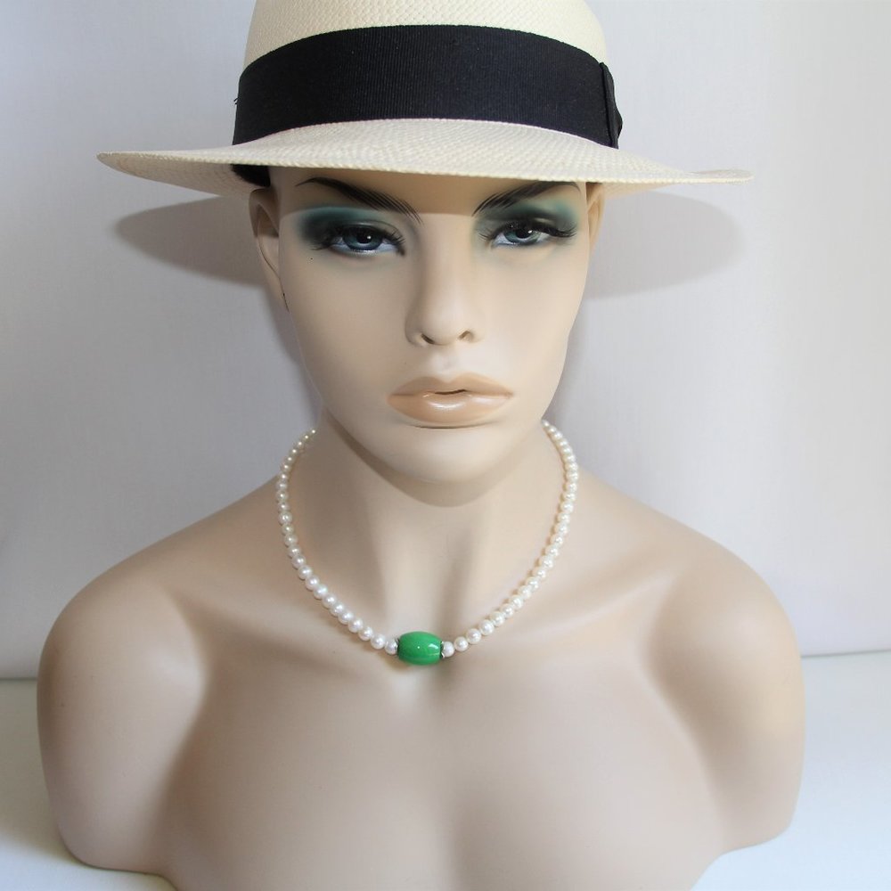 Sterling Silver Pearl and Chalcedony Necklace